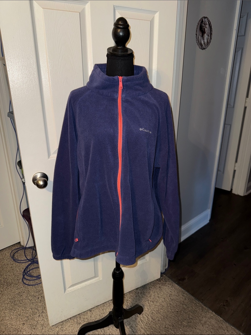 🖤COLUMBIA WOMENS BLUISH PURPLE WITH CORAL ZIPPERS FLEECE JACKET SZ 3X🖤